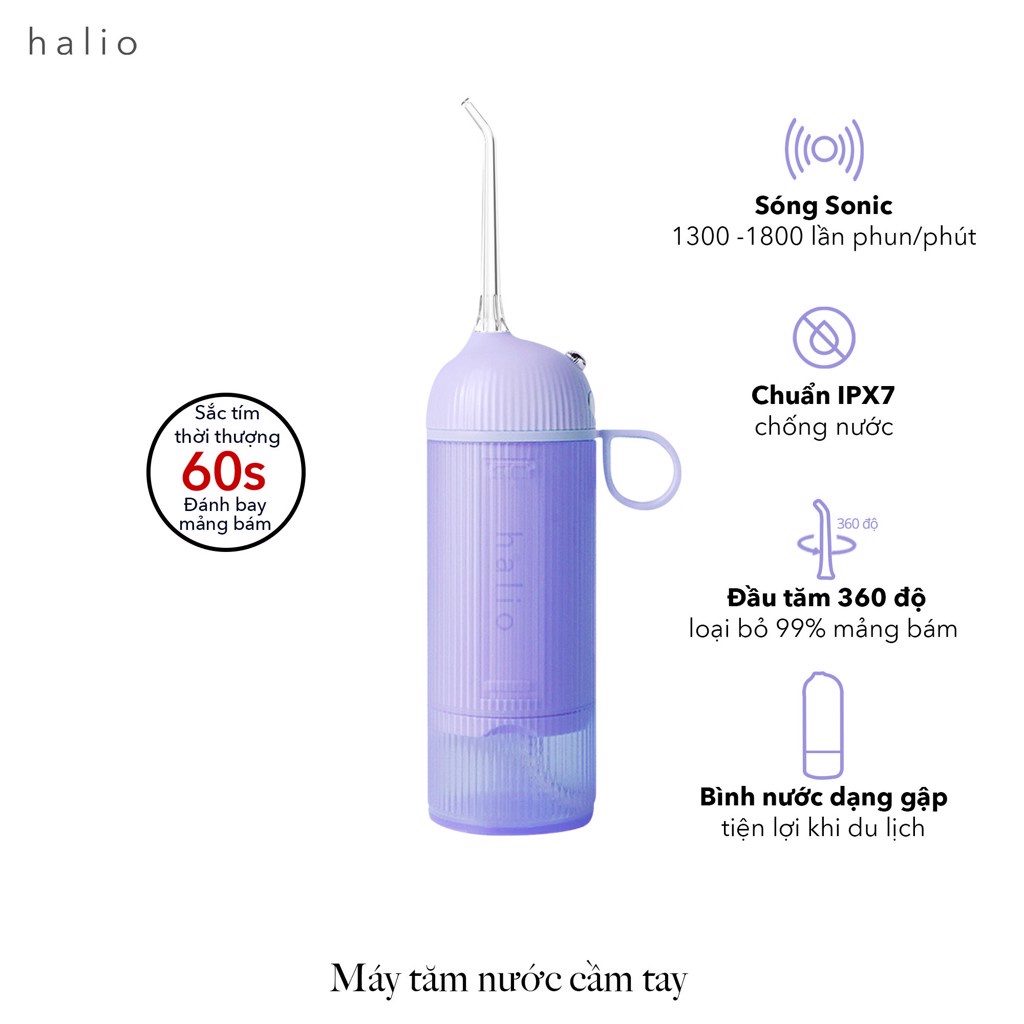 Máy Tăm Nước Cầm Tay Halio UltraClean Oral Irrigator Màu Periwrinkle