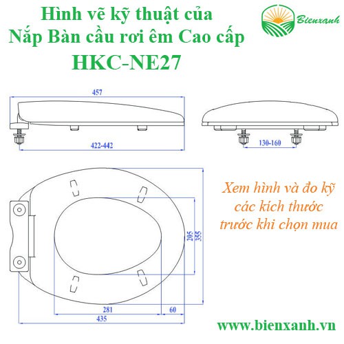 Nắp bàn cầu rơi êm cao cấp HKC-NE27