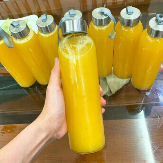 Bình detox thủy tinh nắp có dây xách 500ml