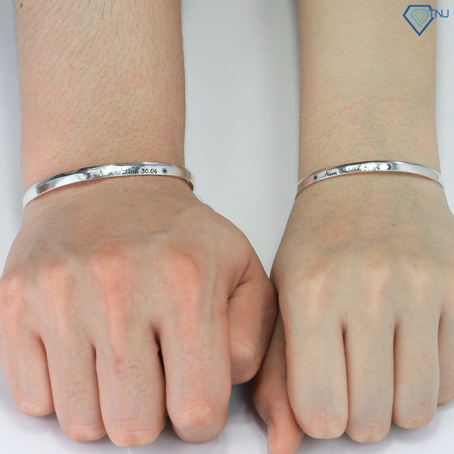 Lắc bạc đôi khắc tên dạng kiềng LTD0030 - Trang Sức TNJ