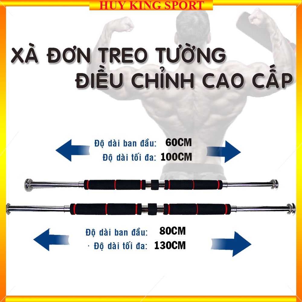 Thanh tập xà đơn treo tường gắn cửa nhiều cỡ từ 62-150cm kích thước có thể tùy chỉnh phù hợp tập gym tại nhà