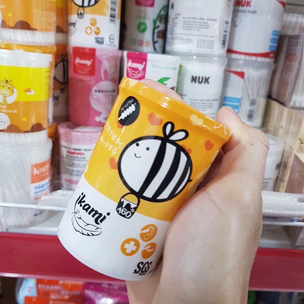 Tăm bông IKami Nhật Bản đầu xoắn- đầu thường- đầu nhỏ sơ sinh cho trẻ từ 0m+