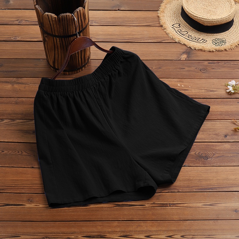 Bộ đồ nữ ZANZEA với áo blouse không tay cổ V và quần short co giãn màu trơn thời trang
