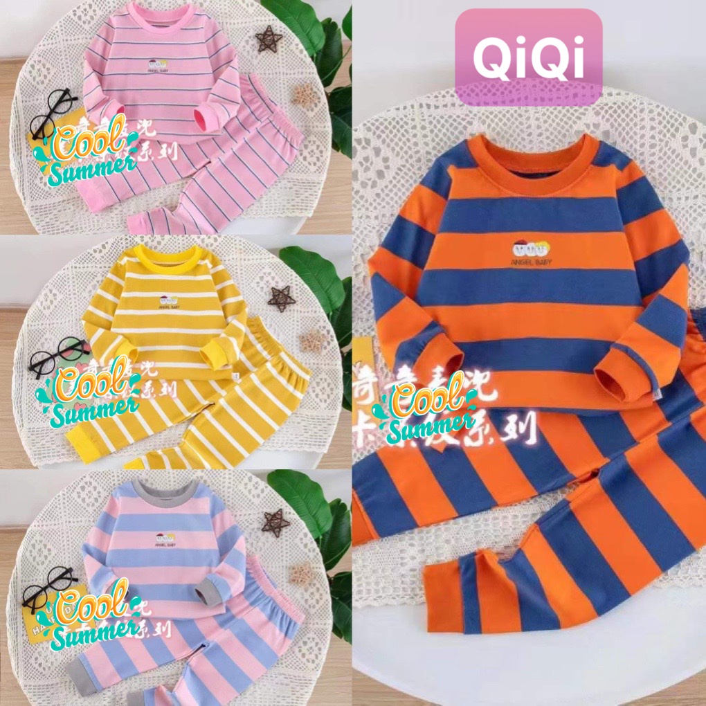 (QiQi 8-16kg) Đồ bộ cho bé quảng châu xuất hàn Bộ quần áo dài tay QiQi cotton xuất Hàn cho bé trai và bé gái ( 1-4tuổi)