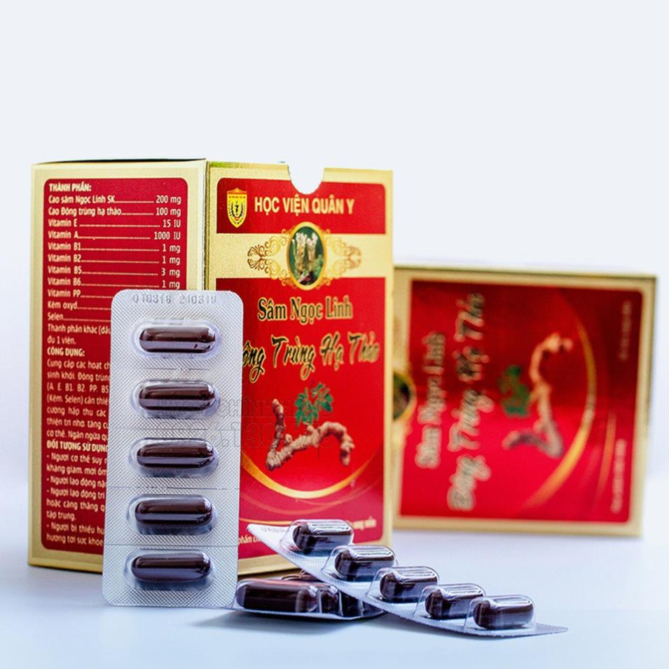 Sâm Ngọc Linh - Đông trùng hạ thảo HVQY giúp tăng cường sức khỏe, ngăn lão hóa, tăng trí nhớ (60v)