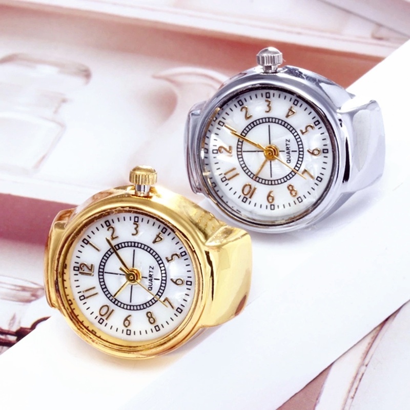 Nhẫn Đồng Hồ Thạch Anh Tròn Mini Sáng Tạo Kiểu Cổ Điển Thời Trang Cho Cặp Đôi