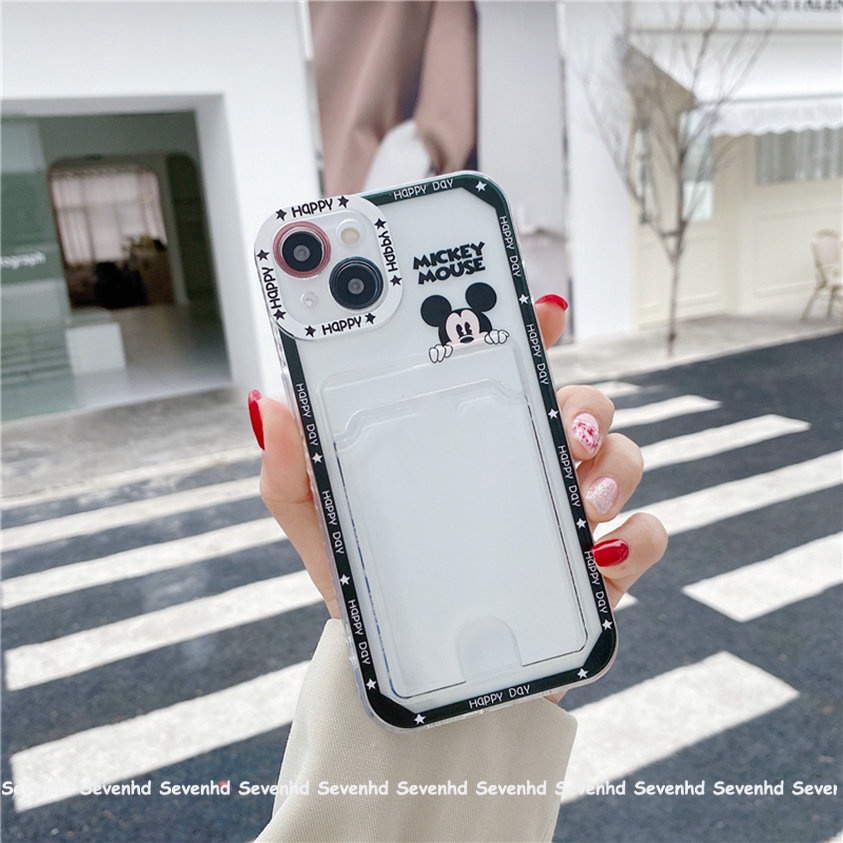 Ốp Điện Thoại Mềm Trong Suốt Có Ngăn Đựng Thẻ Cho iPhone 14 13 12 11 Pro Max X XR Xs Max 8 7 6 6s Plus SE 2020