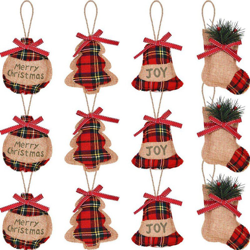 Christmas Burlap Tree Decorations,Christmas Stocking Tree Ball & Forester Knitted Wool Curtain Hold Door Curtain Button