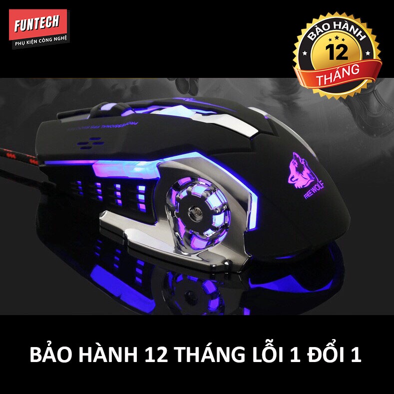 Chuột máy tính gaming có dây Free Wolf V5 cao cấp 4 mức DPI Led 7 màu siêu đẹp giá rẻ