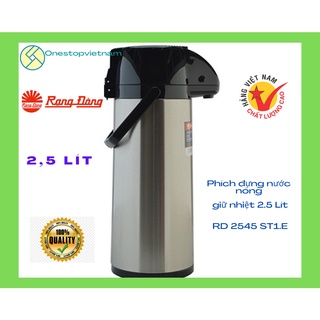Phích Inox đựng nước nóng giữ nhiệt có cần bơm nước 2,5Lit Rạng Đông 2545ST1.E