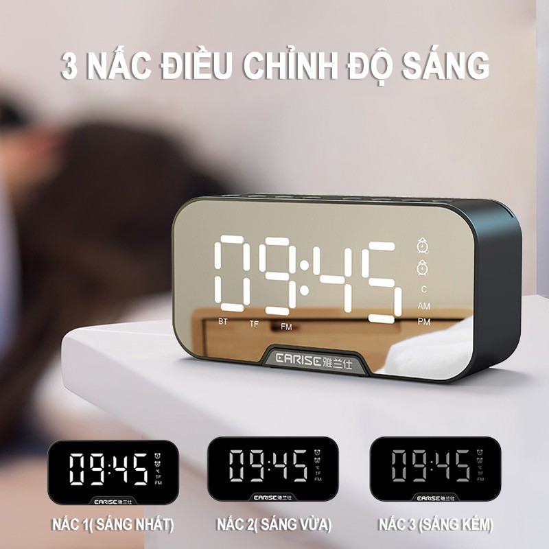 Loa bluetooth kiêm đồng hồ,mặt gương, tiện lợi mini, 2 đồng hồ báo thức, hiển thị nhiệt độ, dung lượng pin lớn, chất lượ