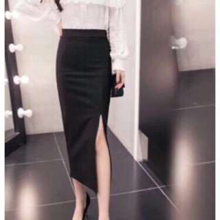 CHÂN VÁY BÚT CHÌ DÁNG DÀI 70cm sẻ trước ôm dáng cực sang