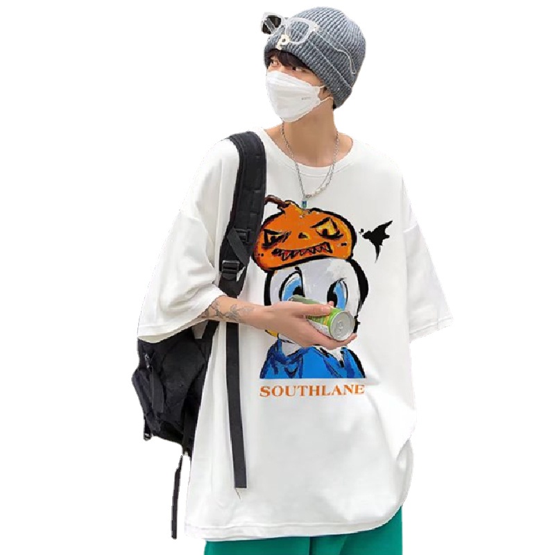 Áo Thun Tay Ngắn Dáng Rộng In Họa Tiết Hoạt Hình Phong Cách Hip Hop Nhật Bản Thời Trang Mùa Hè Cho Nam Và Nữ M-8XL