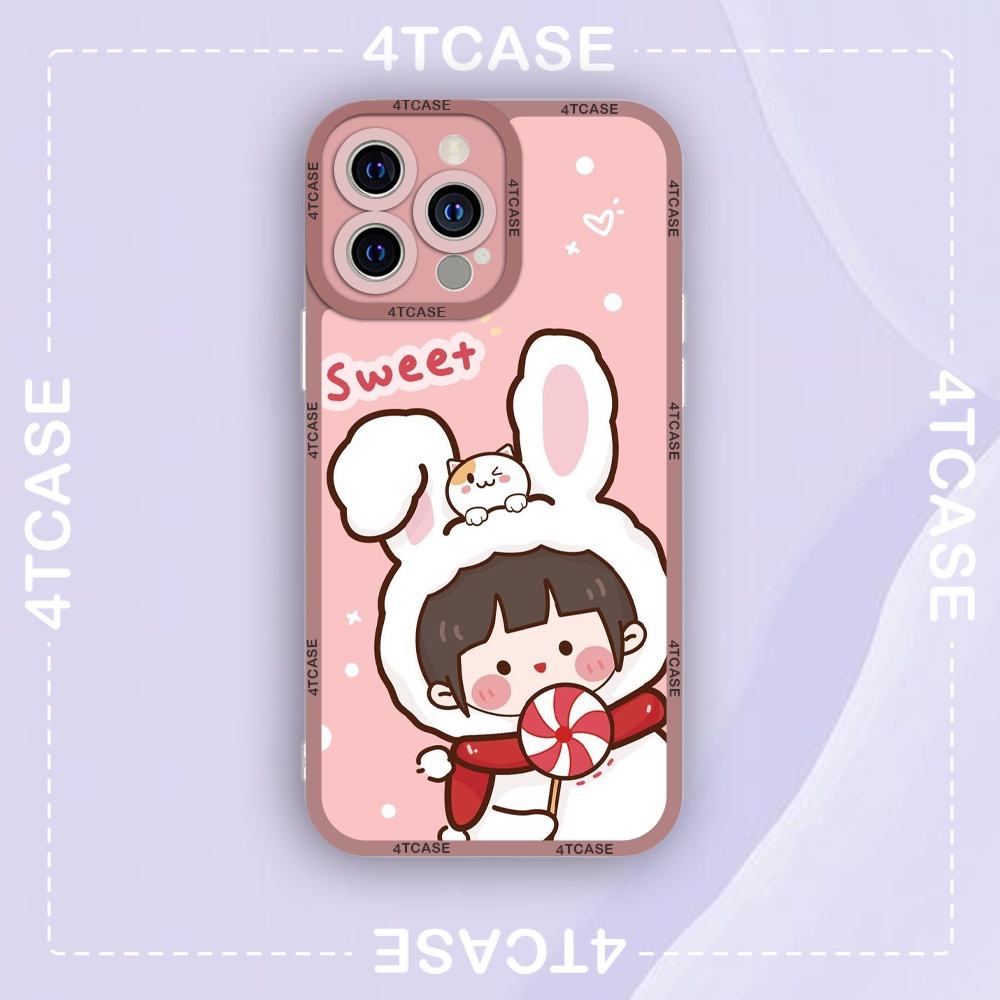 ốp iphone nền hồng in hình cô gái tai thỏ cute 6/6plus/6s/6splus/7/7plus/8/8plus/x/xr/xs/11/12/13/pro/max/plus/promax