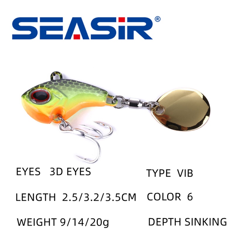 Seasir Mồi Rung VIB Kim Loại Xoay Mồi Câu Cá Dạng Thìa Mồi Câu Cá 9G 14G 20G Mồi Câu Cá Cứng Câu Cá Hồi Mùa Đông