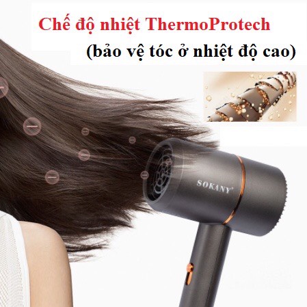 Máy sấy tóc, tạo kiểu tóc chính hãng Sokany máy sấy tạo kiểu ion âm chống khô tóc công suất lớn