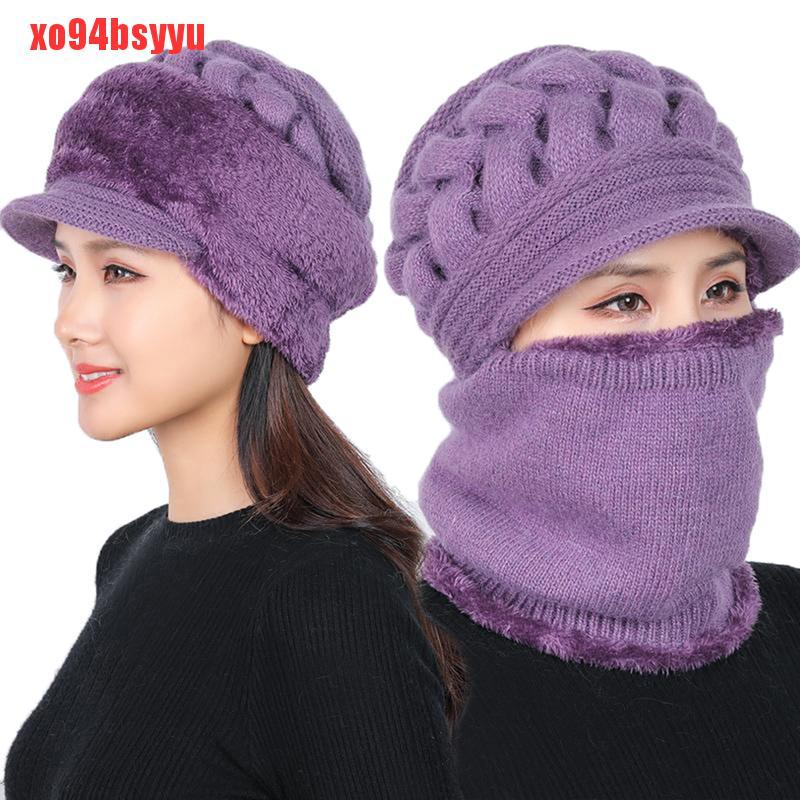 Mũ beanie Dày Kèm Khăn Choàng Cổ Giữ Ấm Mùa Đông Cho Nữ Xo94Bsyu