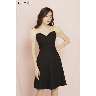 Đầm nữ phối vải kim tuyến GUMAC MS11959_DEN