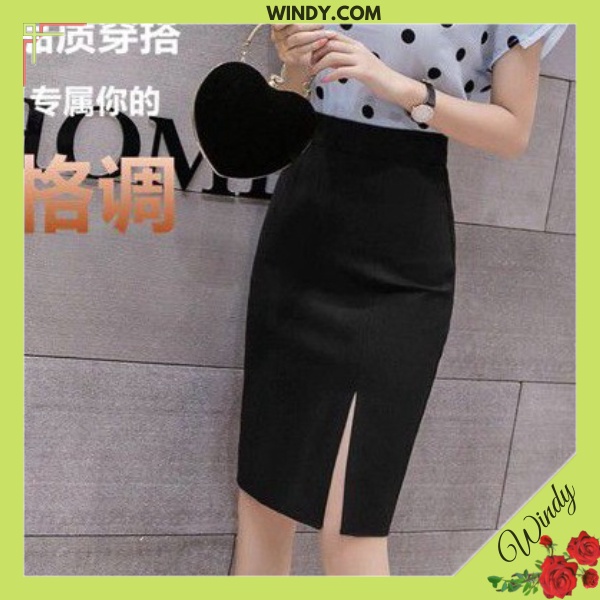 Chân Váy Công Sở Bút Chì Sẻ Trước Chất Umi Hàn Co Giãn Thời Trang WD666