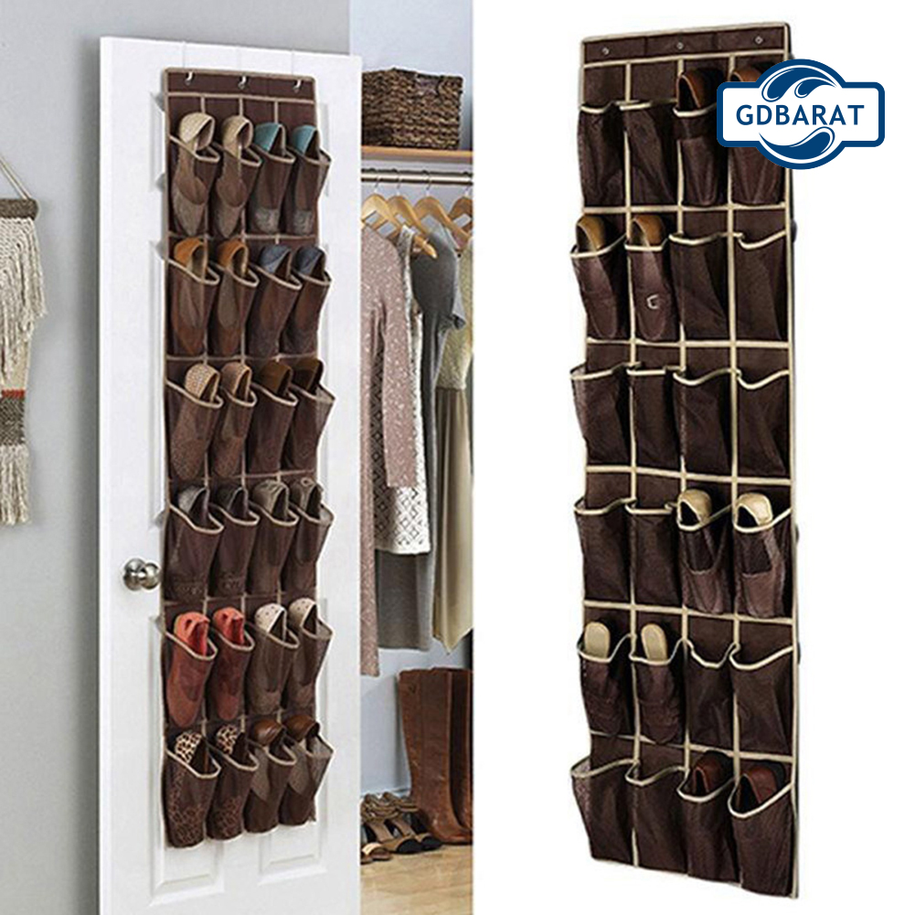 Túi đựng giày dép có móc treo tường sau cửa vải không dệt 24 ngăn giữ gọn gàng tiện lợi
