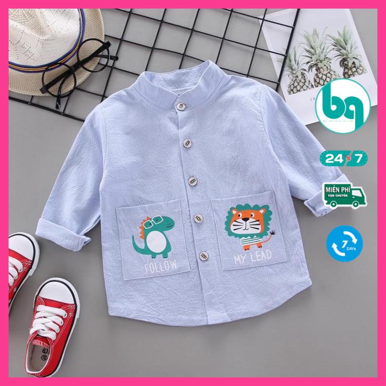 Áo sơ mi đũi cực yêu cho bé trai - phong cách cá tính