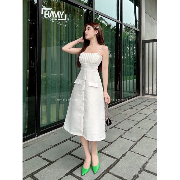 Đầm Xếp Ly Ngực 2 Dây