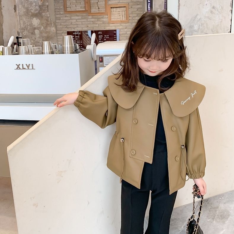 Áo Khoác Da Xuân Thu Phong Cách Hàn Quốc Cho Bé Gái