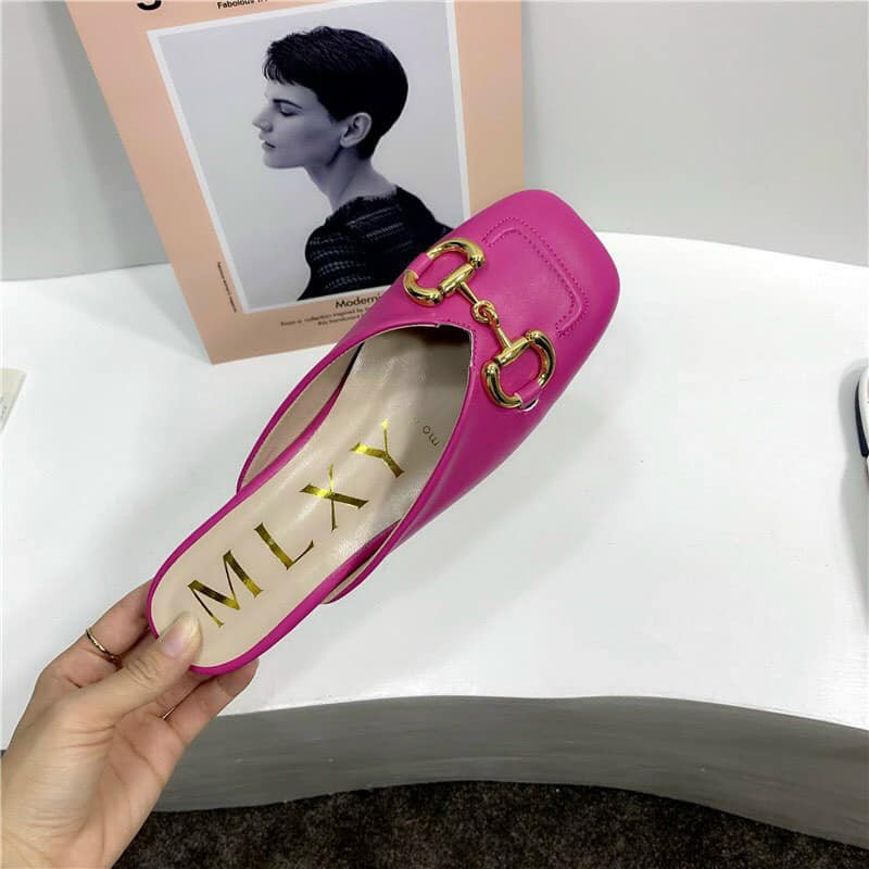 Giày sục nữ mũi vuông, CHẤT DA PU GIẢ VÂN RẮN, kèm ảnh thật | BigBuy360 - bigbuy360.vn