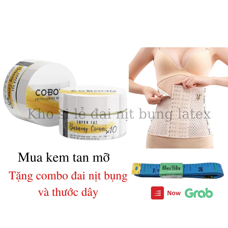 Kem tan mỡ bụng Cô Bông tặng kèm combo đai nịt bụng và thước dây