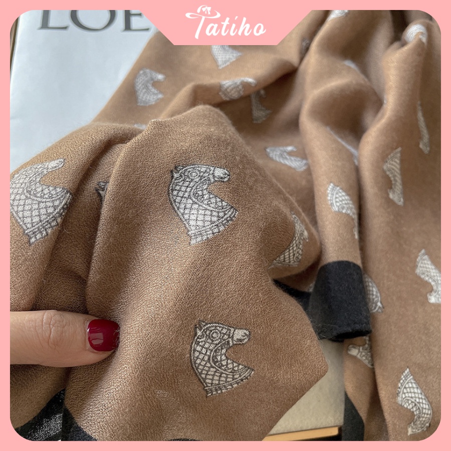 [Hàng Xịn, Giá Tốt] Khăn Choàng Quàng Cổ Lụa Cao Cấp Caro Ngựa Sang Trọng - Chất Liệu Lanh - 90x190cm - Mã KS010