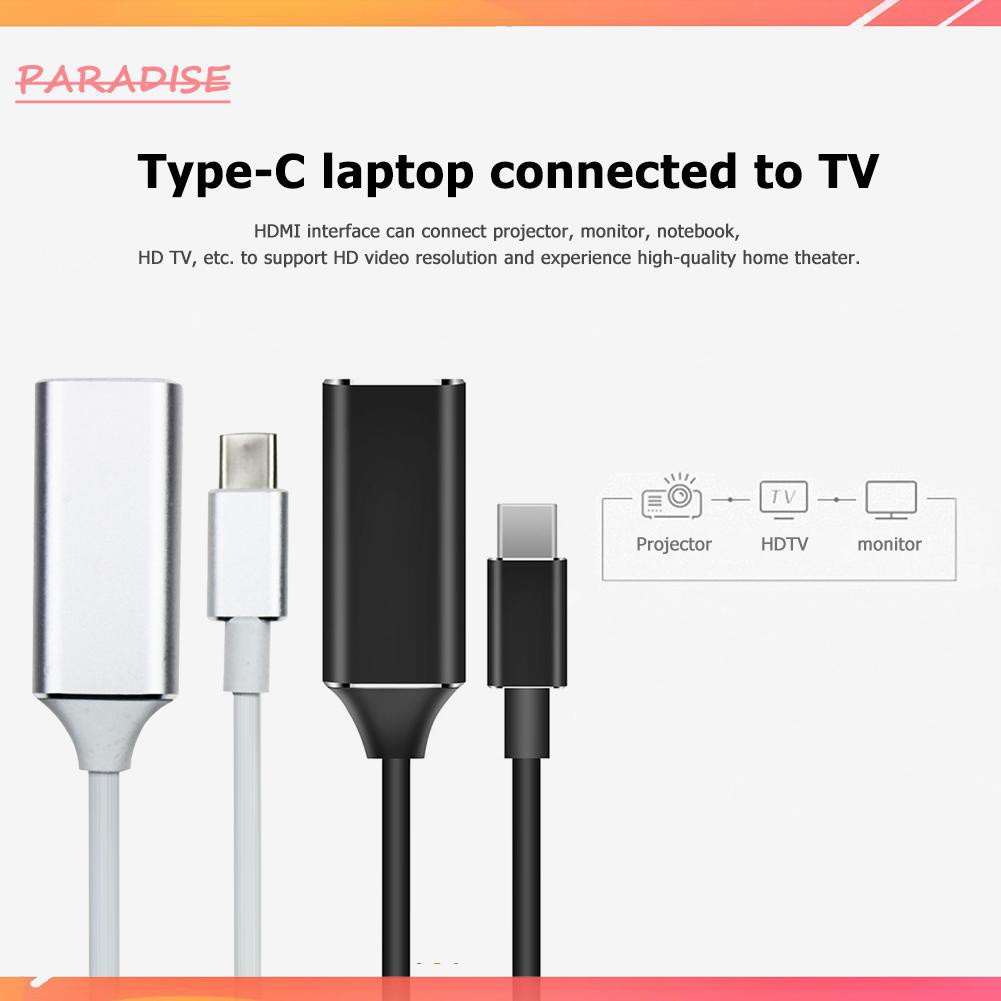 Paradise1 Type-C to HDMI-compatible Adapter Aluminum Alloy 4K 2K 30Hz HD HDMI-compatible Screen Converter