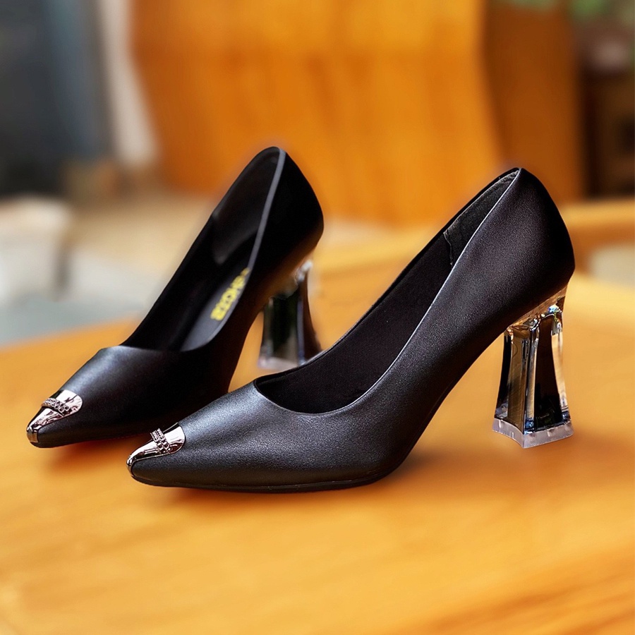 GIÀY GÓT TRONG JICO MŨI NHỌN DA BÓNG, DA LÌ CAO 7CM - MÀU ĐEN, NUDE, TRẮNG, XANH -