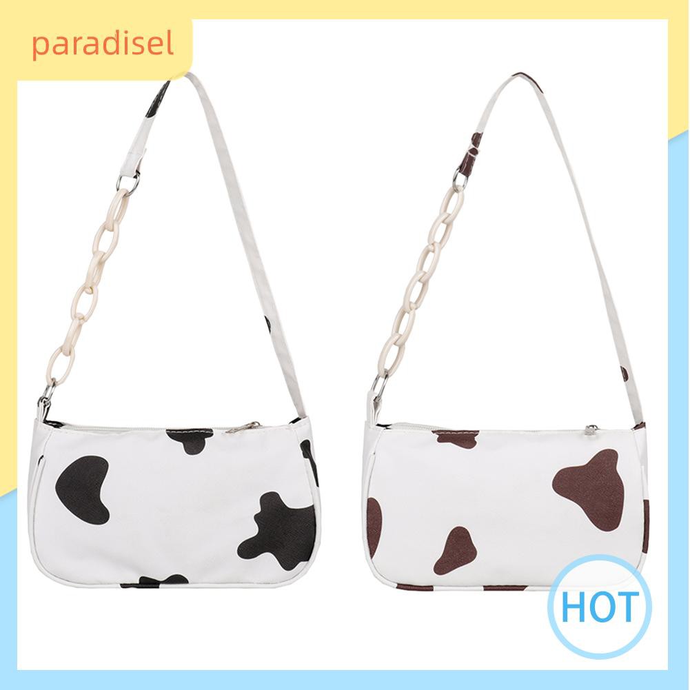 Túi Xách Đeo Vai Kẹp Dưới Cánh Tay Da PU In Họa Tiết Bò Sữa Thời Trang Dành Cho Bạn Nữ