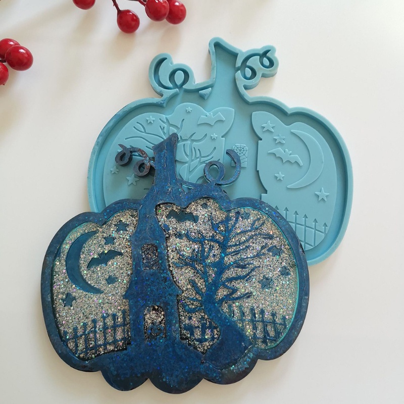 San * Khuôn Silicon Hình Bí Ngô Dơi Mặt Trăng Làm Trang Sức Lễ Tạ Ơn DIY