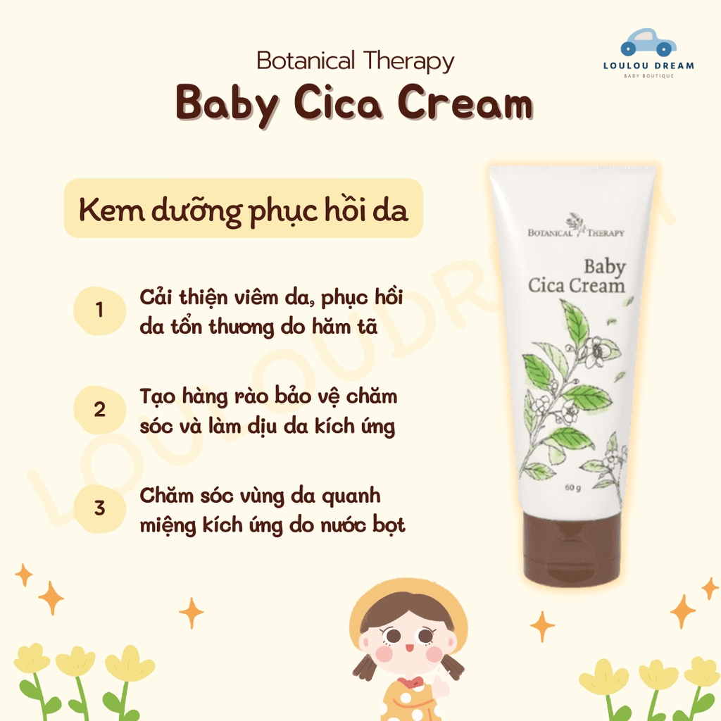 Kem dưỡng ẩm phục hồi da Botanical therapy Baby Cica Cream làm dịu da kích ứng 60gr