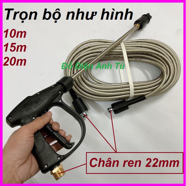 dây rửa xe 10M,15M,20M và súng xịt kiểu dài Hàng Loại 1 - súng rửa xe áp lực cao