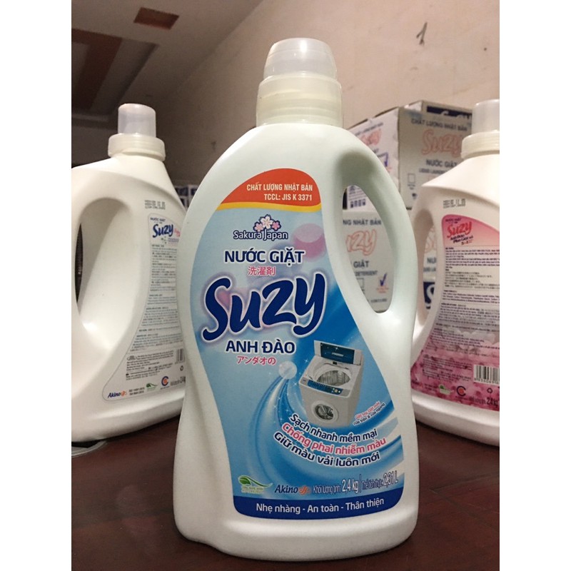 [Chính hãng] Nước giặt xả Suzy hương Anh đào 2,4L - tặng kèm 1 chai tẩy bồn cầu Suzy tinh chất Quế 560ml