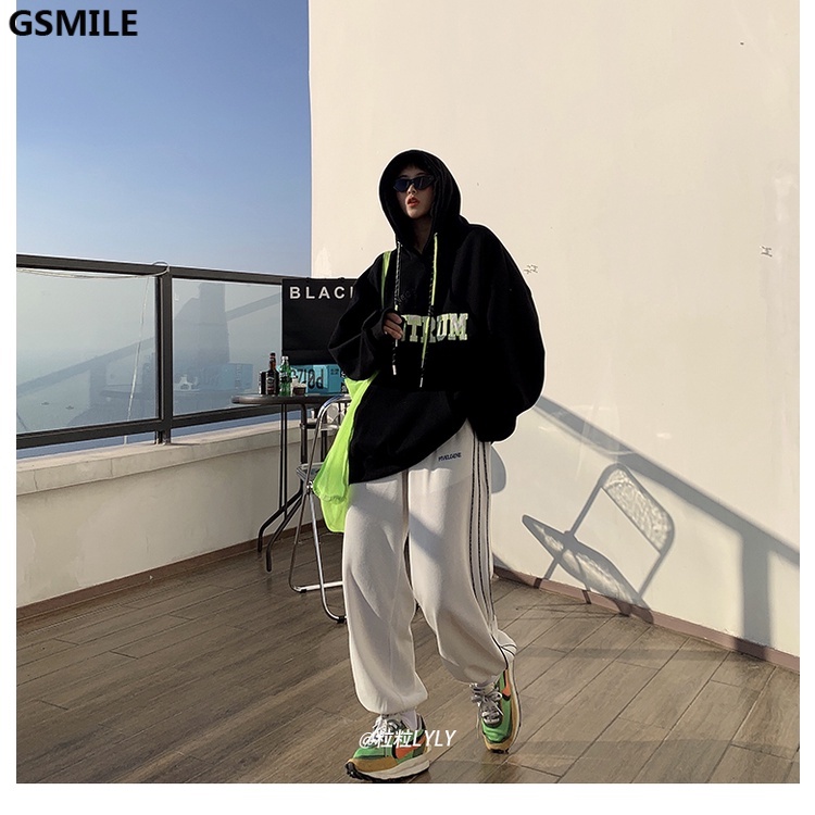 Áo Sweater  Mỏng Có Mũ Trùm Đầu Phong Cách Hàn Quốc Thời Trang Thêu Chữ Cái