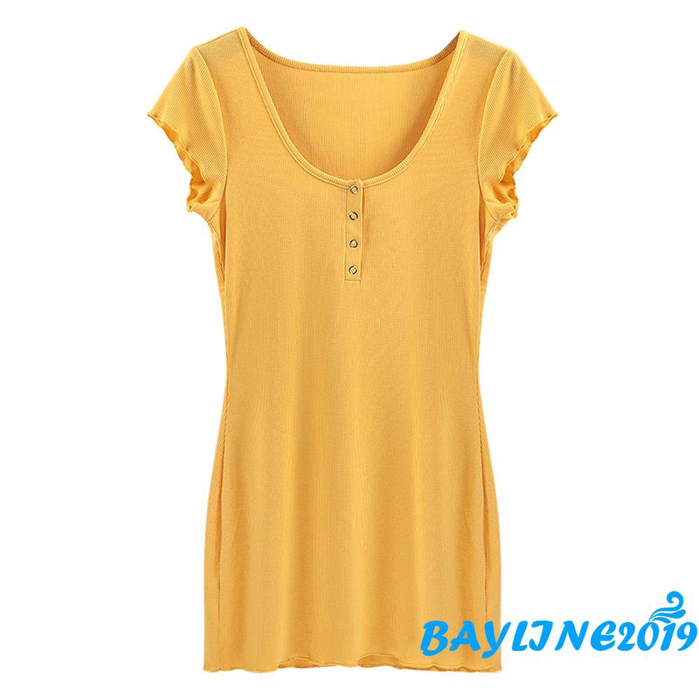 Đầm Thun Nữ Ngắn Tay Màu Trơn Thời Trang Mùa Hè | BigBuy360 - bigbuy360.vn