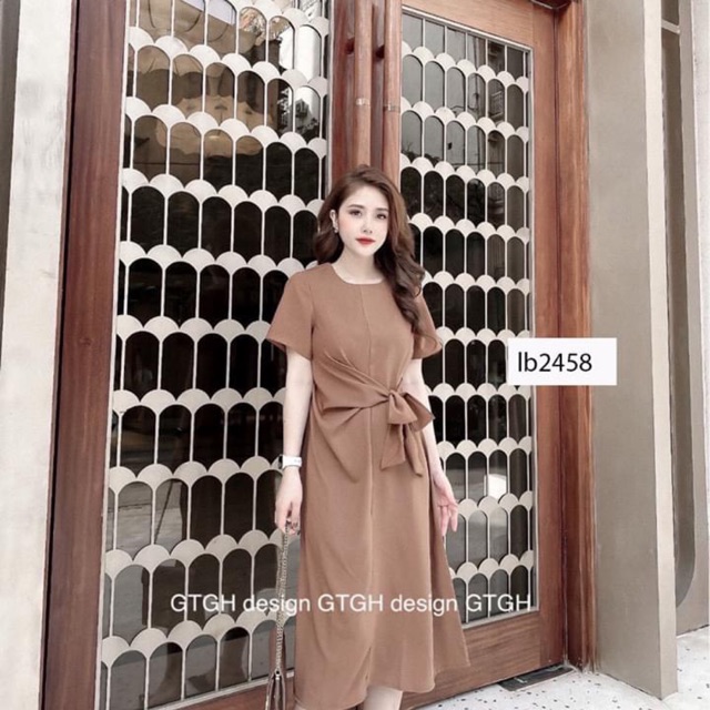 Váy buộc nơ eo ba màu