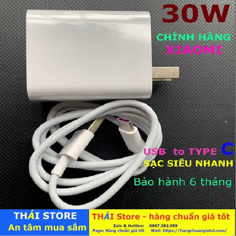 Bộ sạc Siêu nhanh XIAOMI Chính hãng, công suất 30W - MDY-11-EF, Quick Charge 3.0, cáp chân USB to Type C (mã SA24)