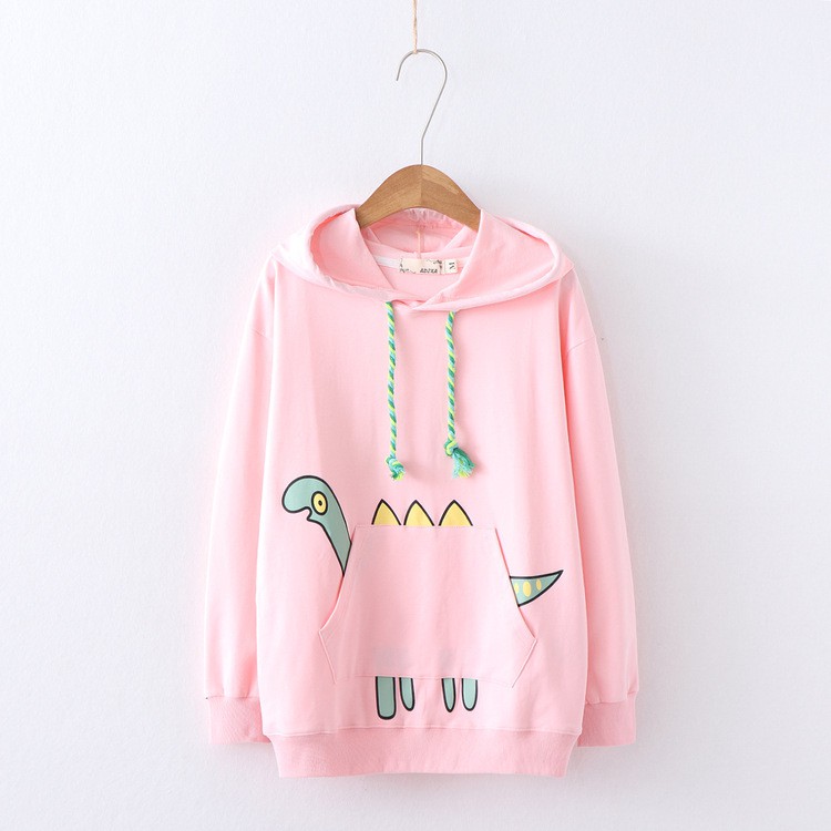 Áo Hoodie Unisex nam nữ kiểu dáng Sweater, chất nỉ bông cao cấp có nón chui đầu hình khủng long xanh phong cách Ulzzang | BigBuy360 - bigbuy360.vn