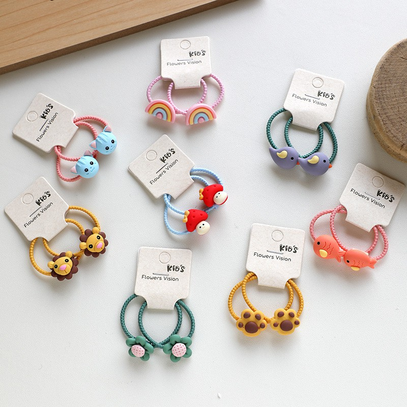Set 2 Dây Cột Tóc Co Giãn Hình Cây Nấm / Bông Hoa Dễ Thương Cho Bé Gái