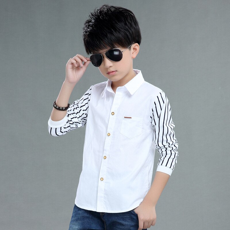Áo Sơ Mi Tay Dài Cổ Bẻ Thời Trang Mùa Xuân Cho Bé Trai 5-10 Tuổi