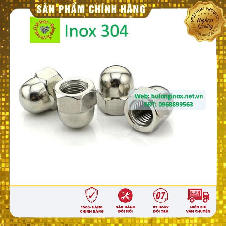 Ecu mũ inox M16 - M24, đai ốc mũ inox