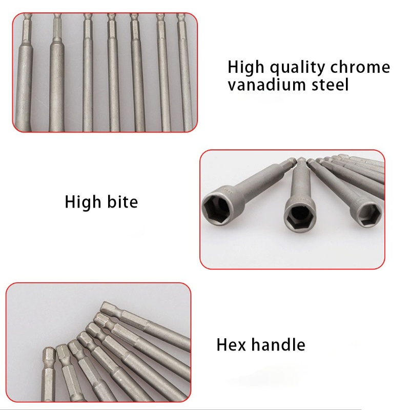 Bộ 7 Đầu Nối Dài Chuyển Đổi Mũi Khoan 5-12mm Chuyên Dụng