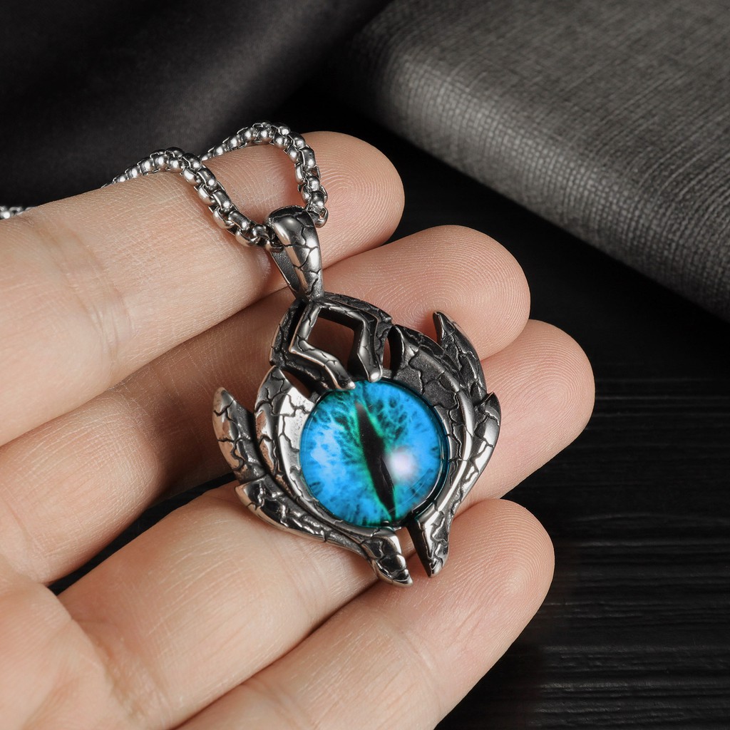 Vòng Cổ Dây Chuyền Nam Hình Con Mắt Blue Eyes Chains Asta Accessories Màu Xanh Đỏ Chất Liệu Titan Không Gỉ - Blue Eyes