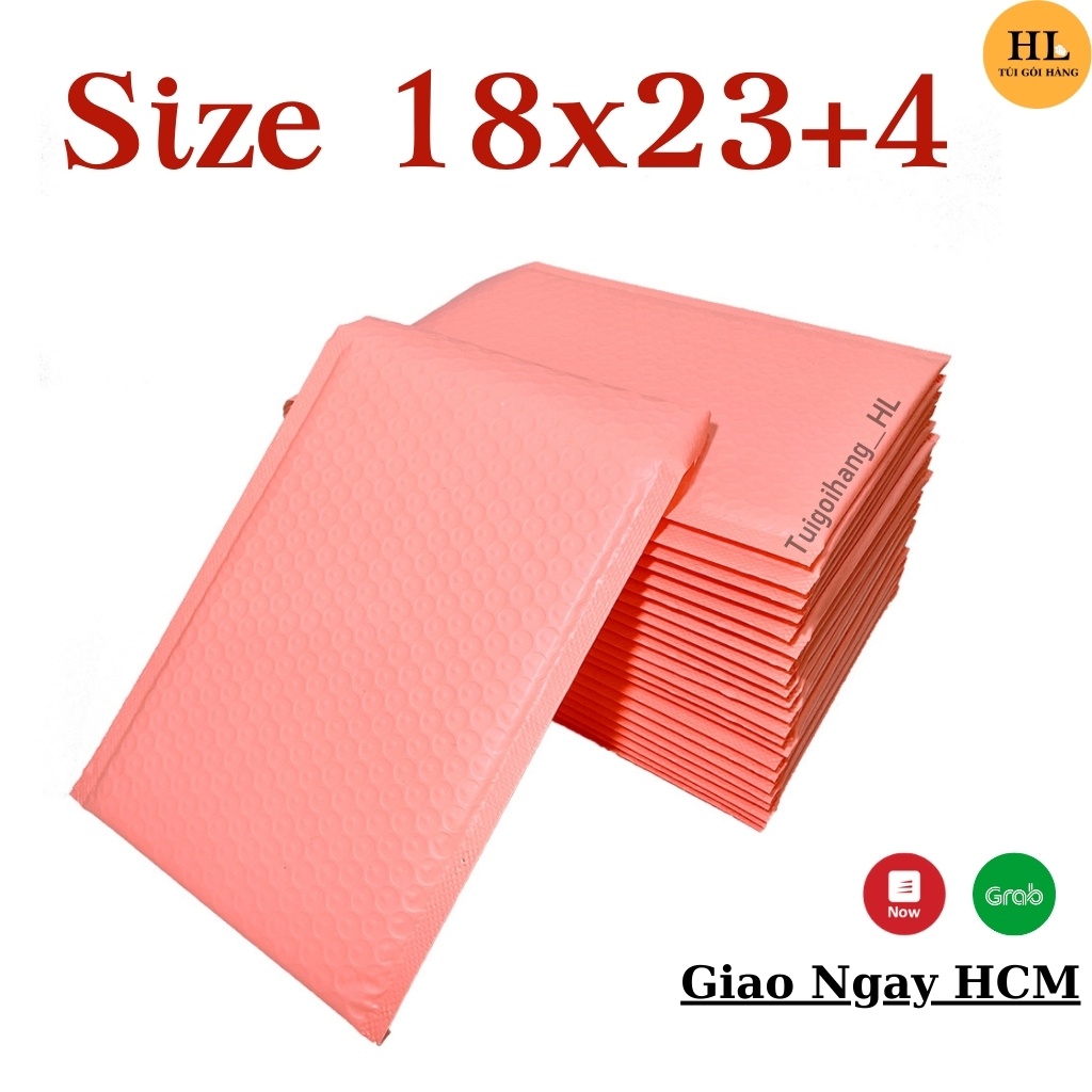 Combo 10 túi gói hàng chống sốc màu hồng đào cao cấp size 18x23+4cm ( có lớp khí bong bóng bên trong ) TUIGOIHANGHL