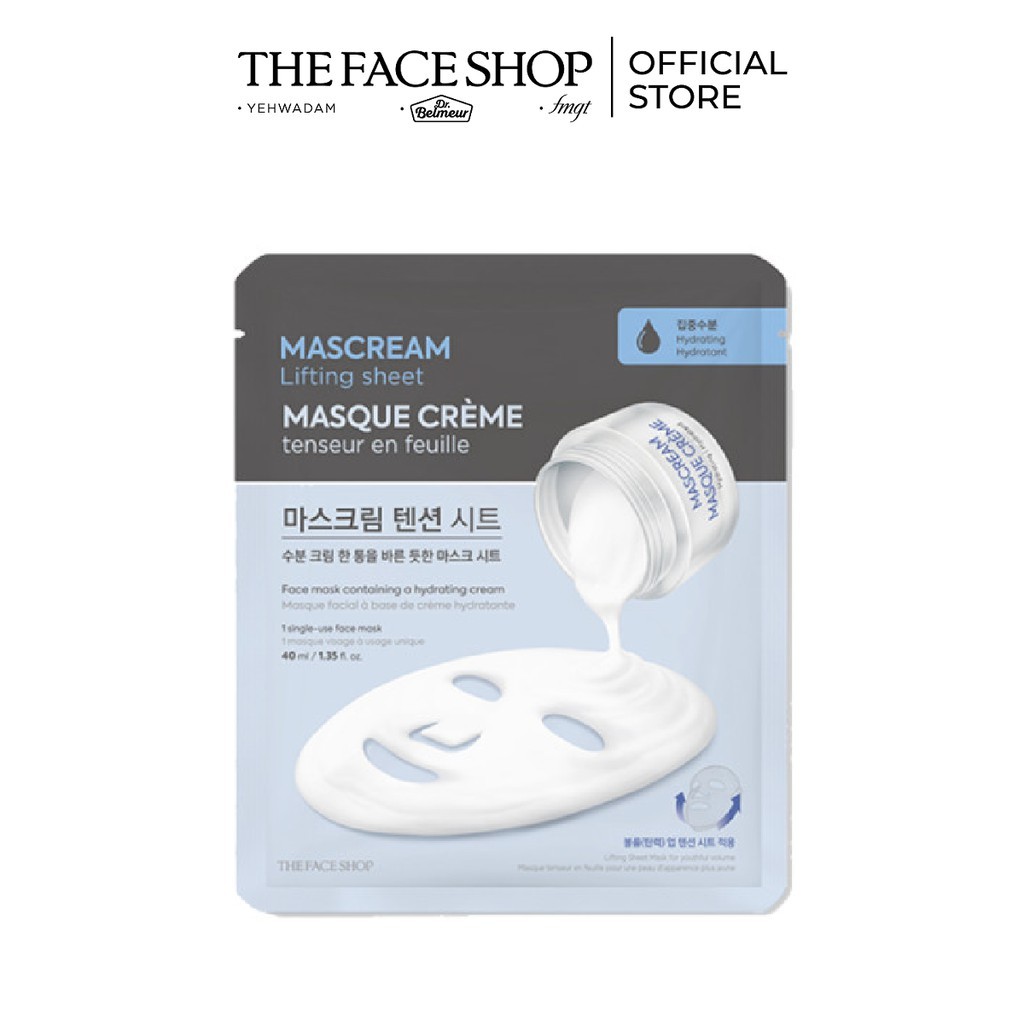 Mặt Nạ Cấp Nước THEFACESHOP Deeply Hydrating Mascream Lifting Sheet Mask 40ml