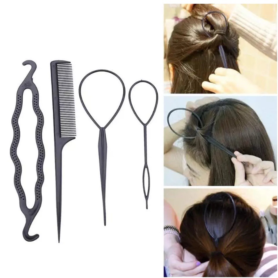 Dụng Cụ Tạo Kiểu Tóc 4 Chi Tiết Lược Rút Tóc [Chính Hãng]